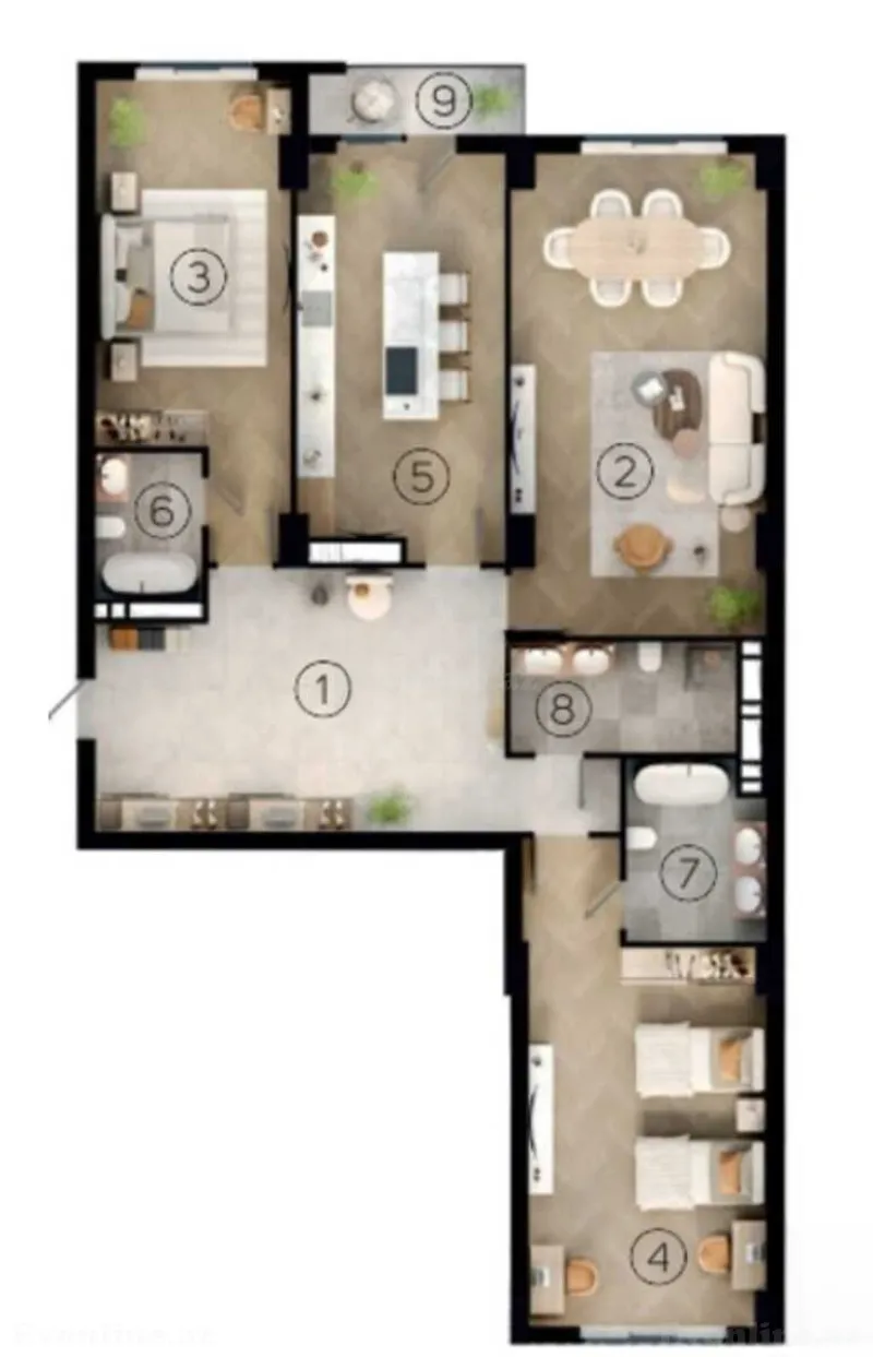 Satılır 3 otaqlı Mənzil Yeni tikili 171.2 m² Xətai r. - şəkil 2