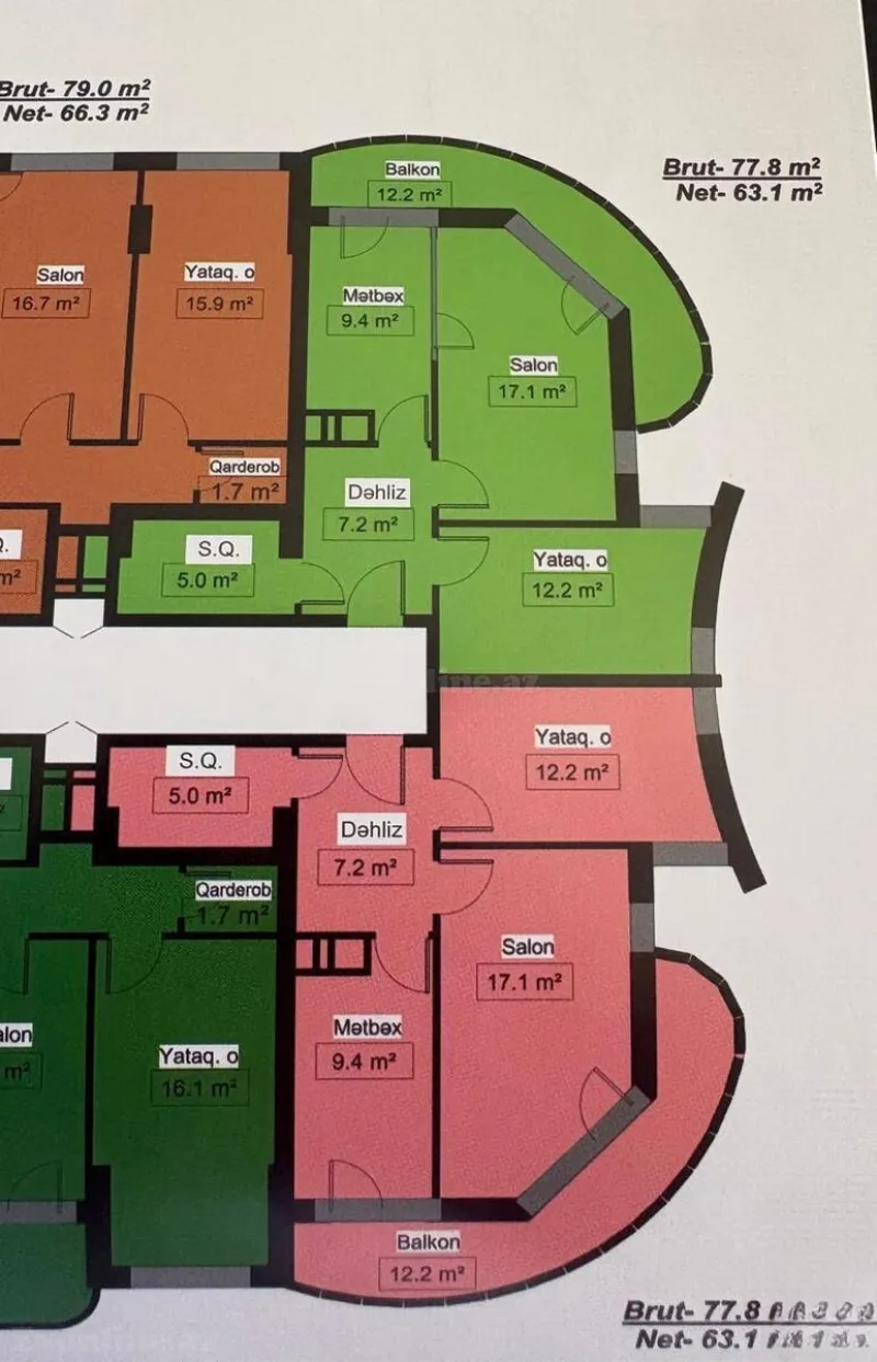 Satılır 2 otaqlı Mənzil Yeni tikili 77.8 m² Lökbatan - şəkil 3
