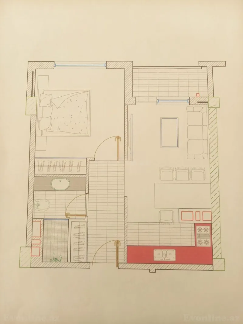 Satılır 2 otaqlı Mənzil Yeni tikili 51.7 m² Nizami m. - şəkil 2