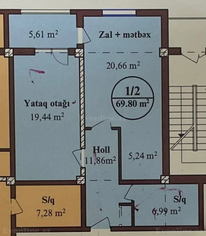 Satılır 2 otaqlı Mənzil Yeni tikili 69 m² Qara Qarayev m. - şəkil 11