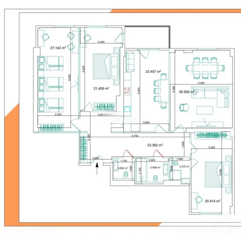 Satılır 4 otaqlı Mənzil Yeni tikili 176 m² Nərimanov r. - şəkil 6