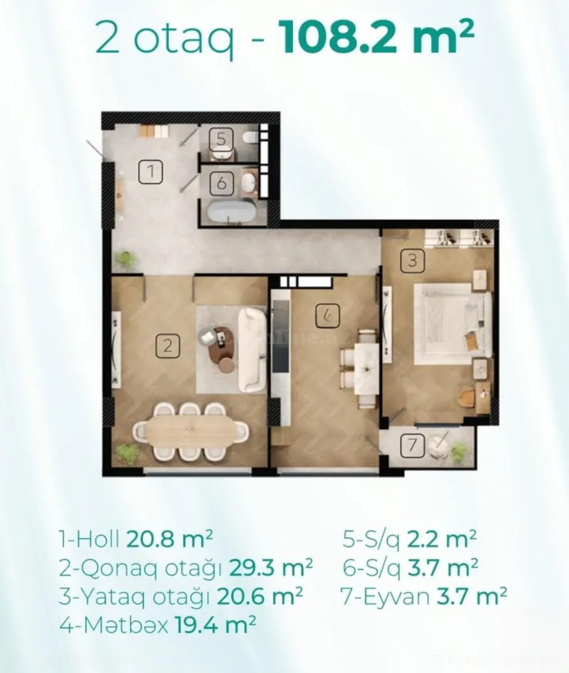 Satılır 3 otaqlı Mənzil Yeni tikili 108 m² Koroğlu m. - şəkil 16