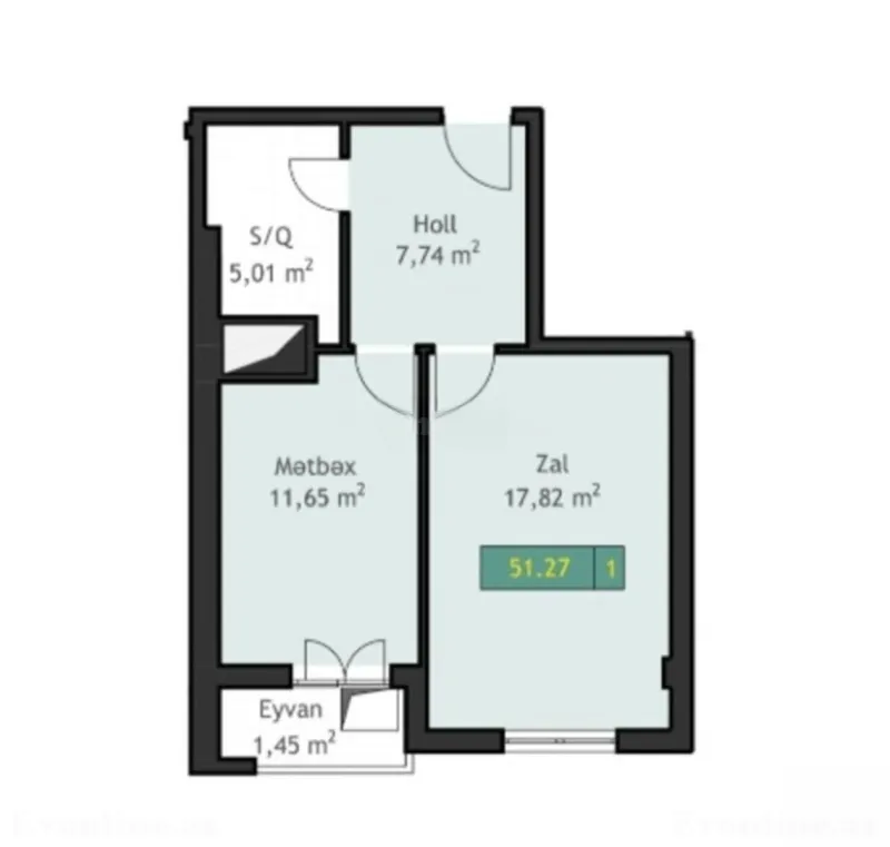 Satılır 2 otaqlı Mənzil Yeni tikili 53 m² Dərnəgül m. - şəkil 2