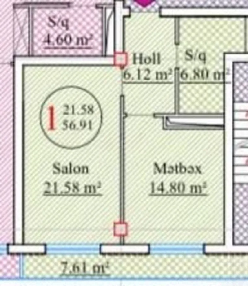 Satılır 2 otaqlı Mənzil Yeni tikili 57 m² Nəsimi r. - şəkil 6