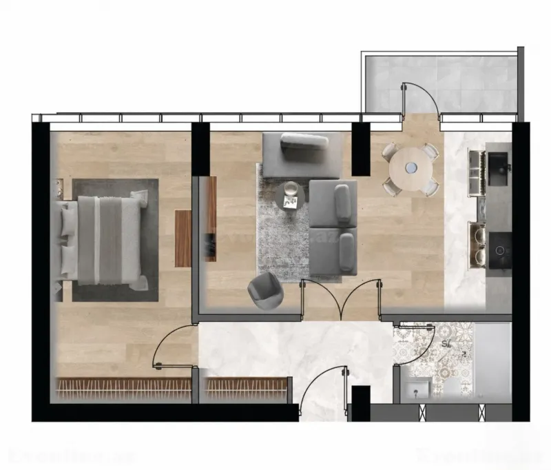Satılır 2 otaqlı Mənzil Yeni tikili 65.3 m² Xətai r. - şəkil 2