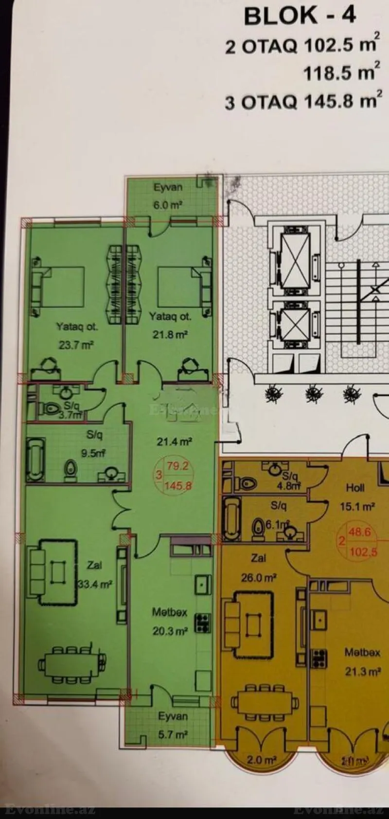 Satılır 3 otaqlı Mənzil Yeni tikili 148 m² Nərimanov r. - şəkil 2