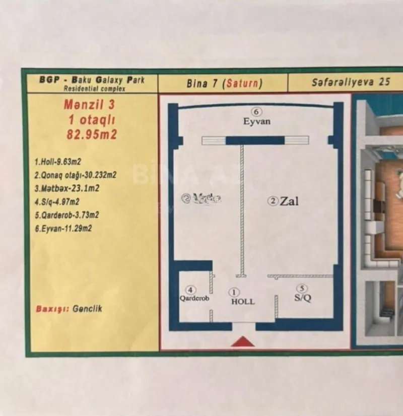 Satılır 2 otaqlı Mənzil Yeni tikili 85 m² 28 May m. - şəkil 11