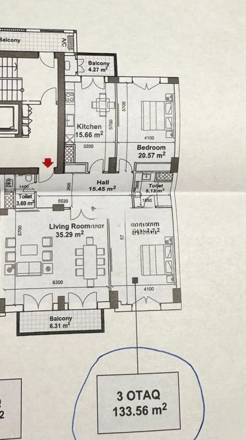 Satılır 3 otaqlı Mənzil Yeni tikili 134 m² Ağ şəhər - şəkil 5