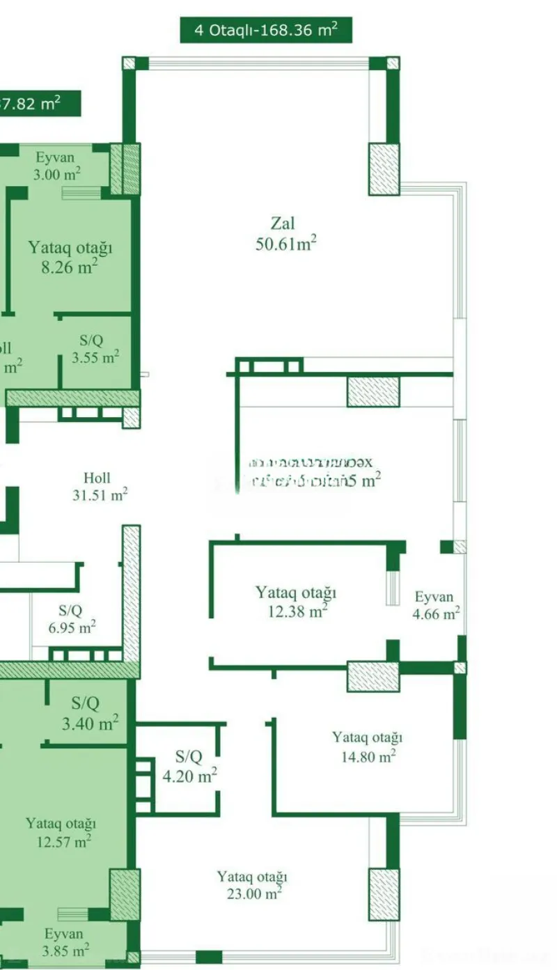 Satılır 4 otaqlı Mənzil Yeni tikili 168.3 m² Nizami m. - şəkil 3
