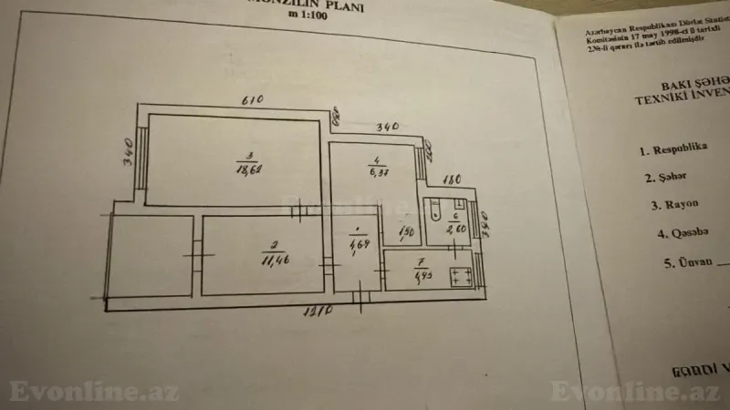 Satılır 3 otaqlı Mənzil Köhnə tikili 70 m² Nəsimi r. - şəkil 13