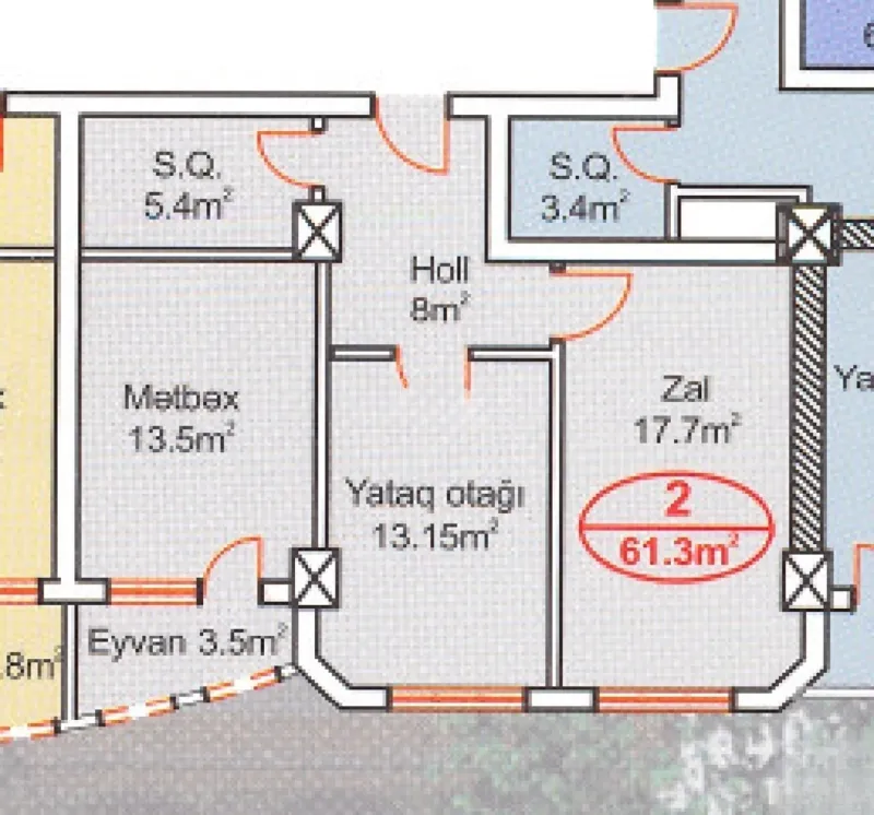 Satılır 2 otaqlı Mənzil Yeni tikili 62 m² Həzi Aslanov - şəkil 11