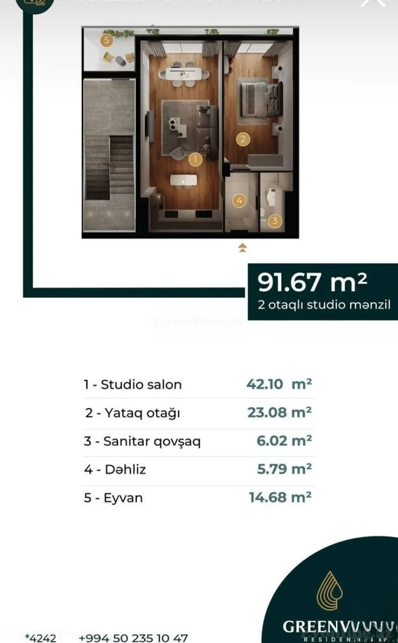 Satılır 3 otaqlı Mənzil Yeni tikili 91 m² Biləcəri - şəkil 2