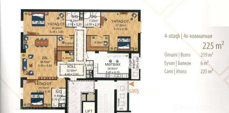 Satılır 4 otaqlı Mənzil Yeni tikili 225 m² Ağ şəhər - şəkil 5