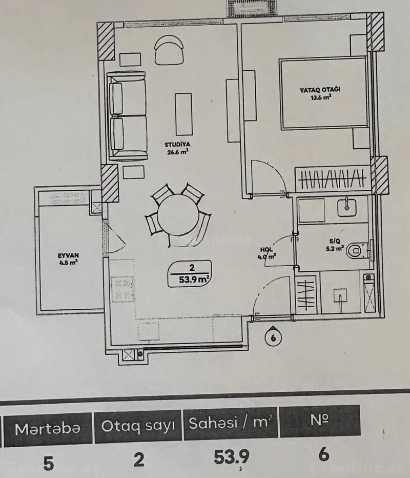 Satılır 2 otaqlı Mənzil Yeni tikili 54 m² Suraxanı r. - şəkil 8