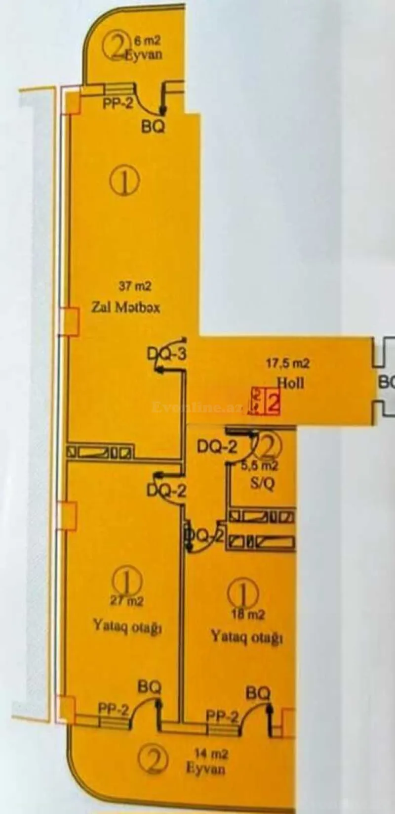 Satılır 3 otaqlı Mənzil Yeni tikili 125 m² Həzi Aslanov - şəkil 3