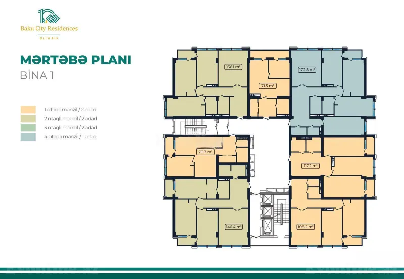 Satılır 2 otaqlı Mənzil Yeni tikili 71.5 m² Koroğlu m. - şəkil 13