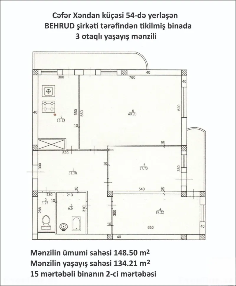 Satılır 3 otaqlı Mənzil Yeni tikili 148.5 m² Azadlıq prospekti m. - şəkil 3