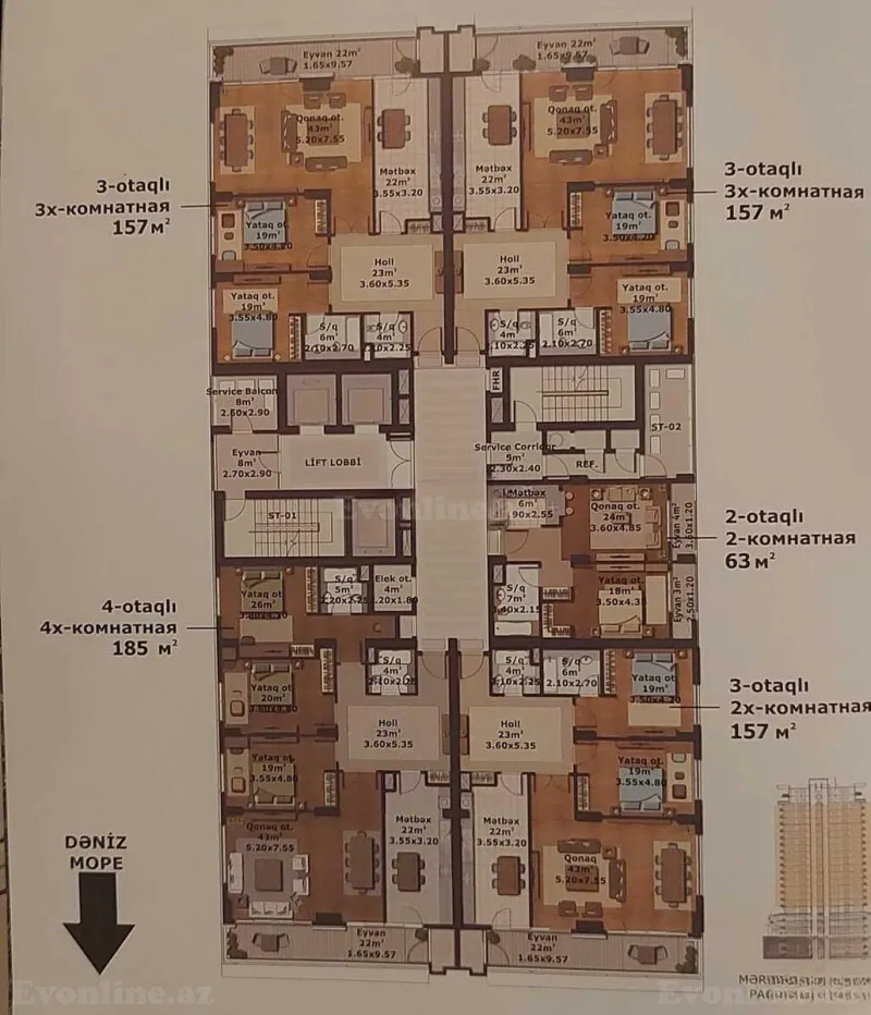Satılır 3 otaqlı Mənzil Yeni tikili 157 m² Ağ şəhər - şəkil 3