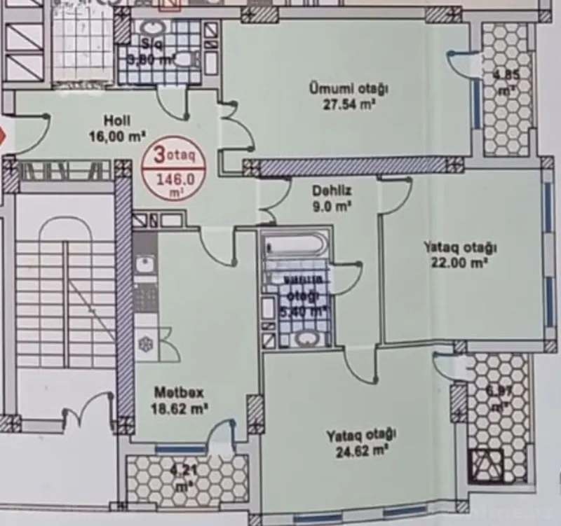 Satılır 3 otaqlı Mənzil Yeni tikili 146 m² 20 Yanvar m. - şəkil 11