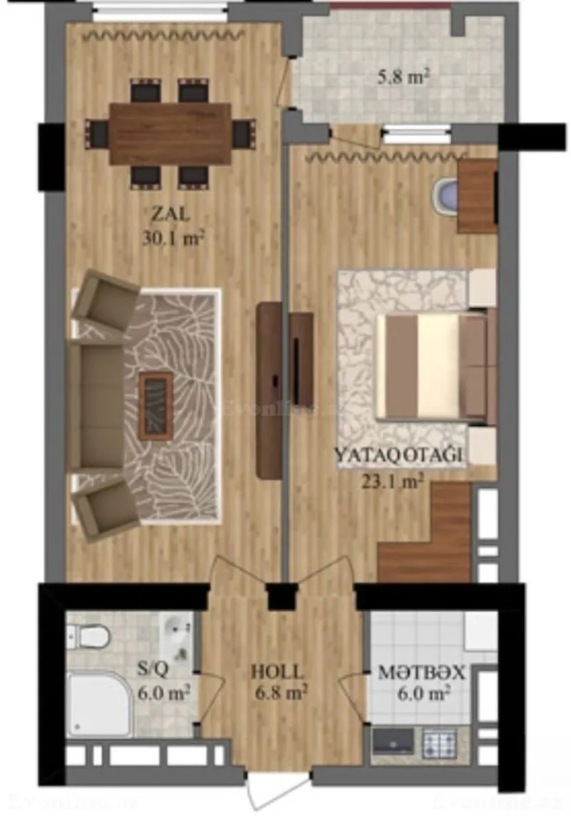 Satılır 2 otaqlı Mənzil Yeni tikili 79 m² 28 May m. - şəkil 2