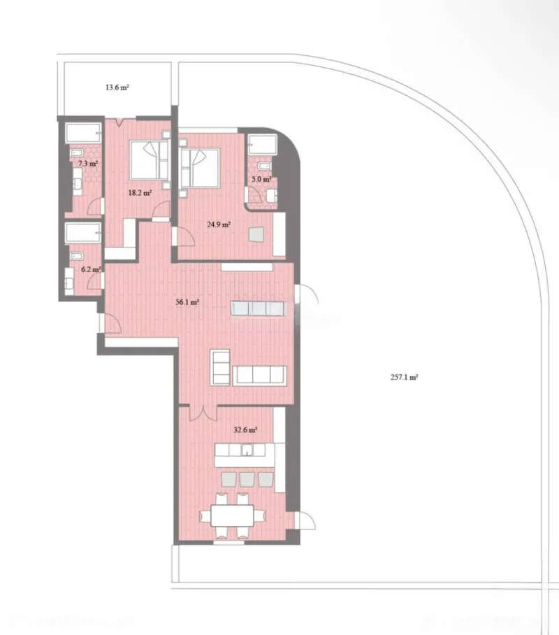 Satılır 4 otaqlı Mənzil Yeni tikili 180 m² Sea Breeze - şəkil 3