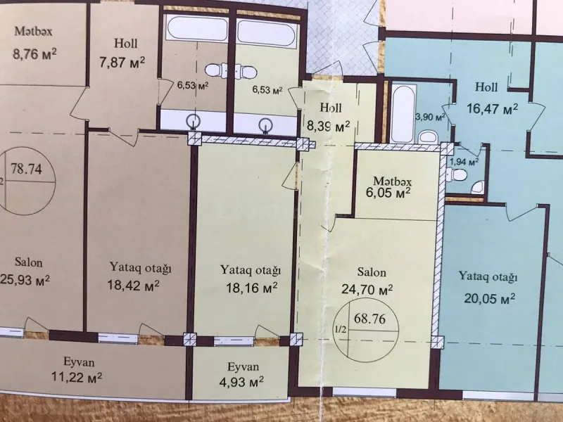 Satılır 2 otaqlı Mənzil Yeni tikili 69 m² Qara Qarayev m. - şəkil 3