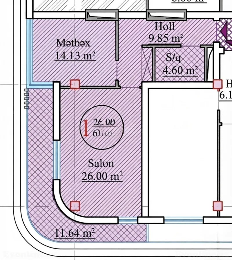 Satılır 2 otaqlı Mənzil Yeni tikili 66 m² Nəsimi r. - şəkil 9