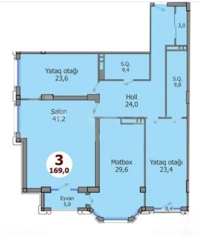 Satılır 3 otaqlı Mənzil Yeni tikili 169 m² Bayıl - şəkil 2