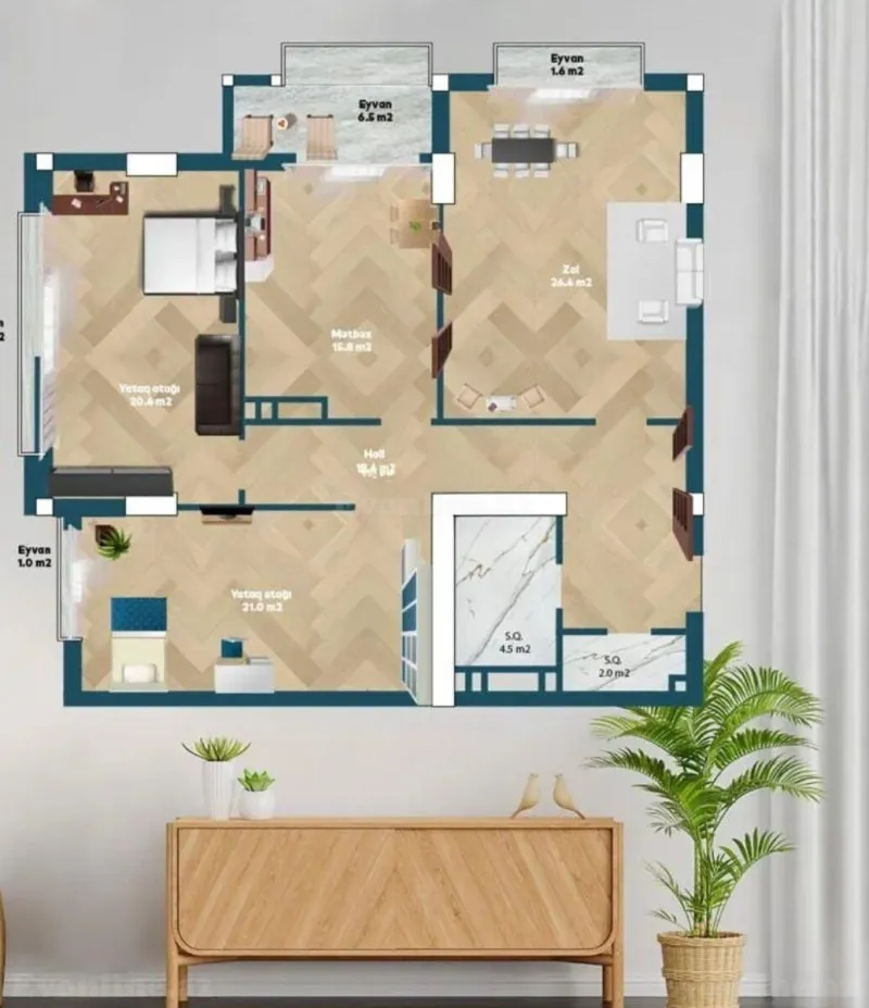 Satılır 3 otaqlı Mənzil Yeni tikili 119 m² Nizami m. - şəkil 6