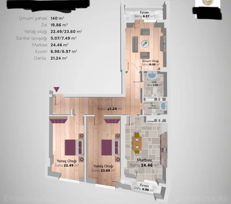 Satılır 3 otaqlı Mənzil Yeni tikili 140 m² Nizami r. - şəkil 10