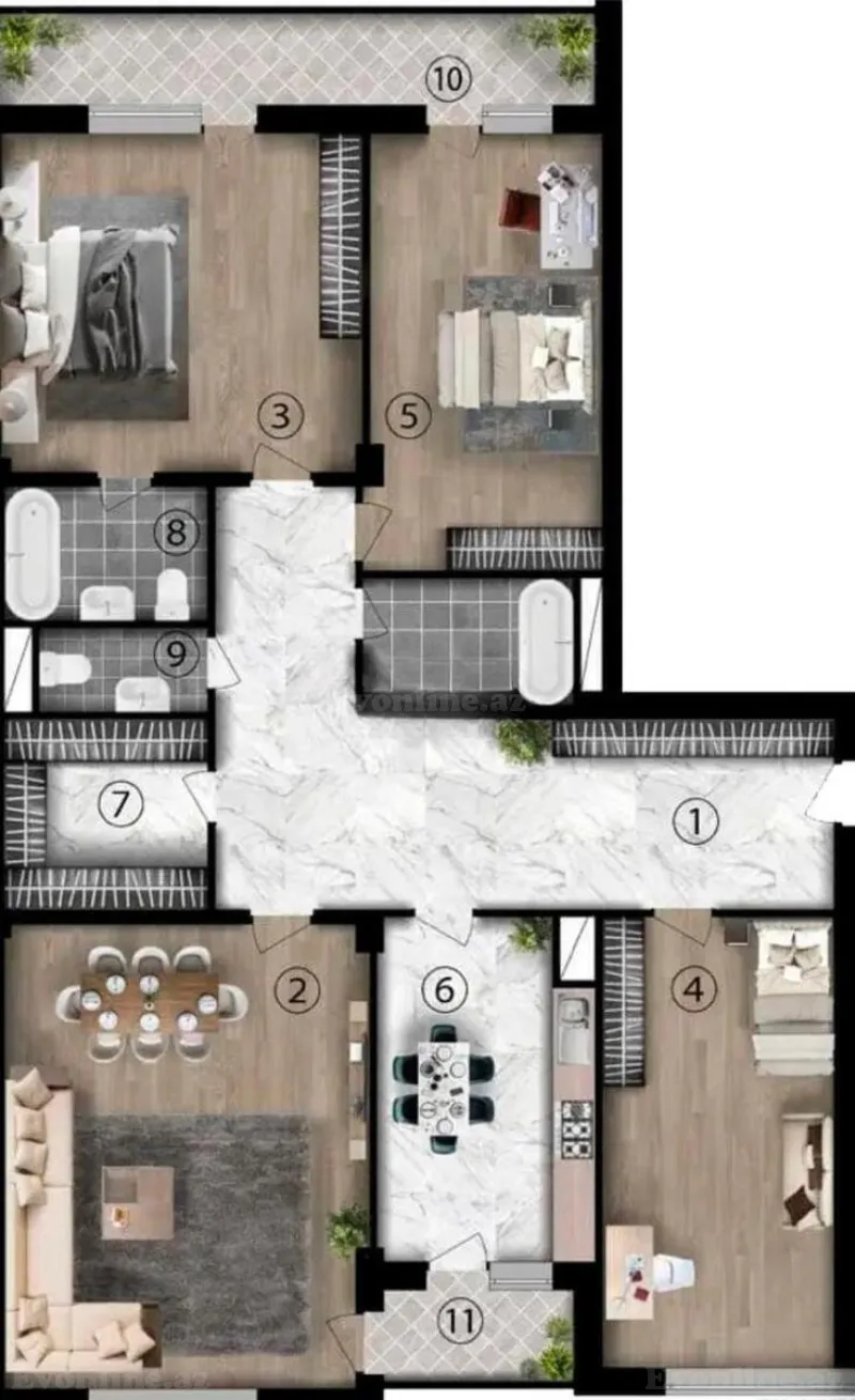 Satılır 4 otaqlı Mənzil Yeni tikili 181 m² 28 May m. - şəkil 7