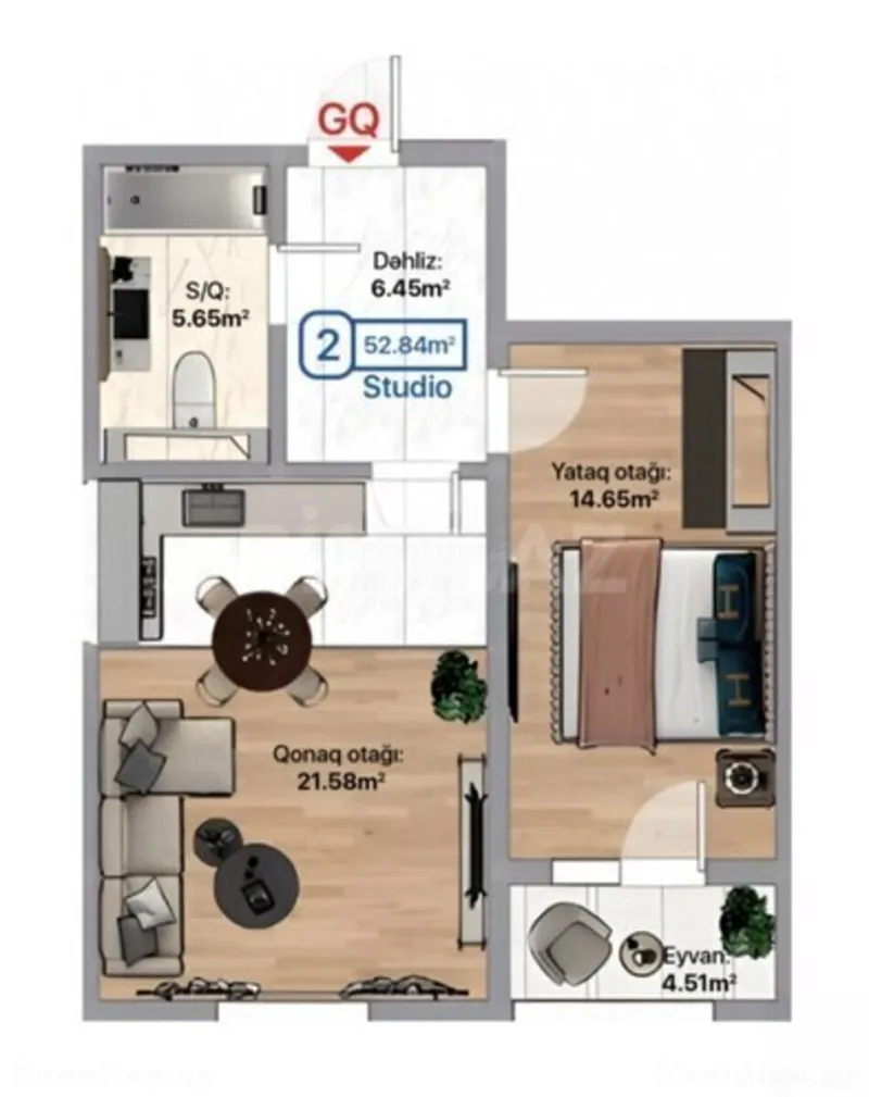 Satılır 2 otaqlı Mənzil Yeni tikili 53 m² Xırdalan - şəkil 5