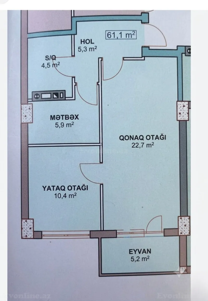 Satılır 2 otaqlı Mənzil Yeni tikili 61.1 m² Xırdalan - şəkil 4