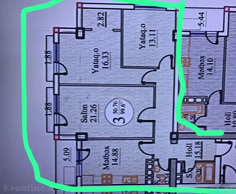 Satılır 3 otaqlı Mənzil Yeni tikili 100 m² 28 May m. - şəkil 2
