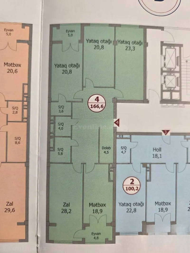 Satılır 4 otaqlı Mənzil Yeni tikili 167 m² Nəriman Nərimanov m. - şəkil 3