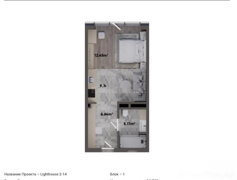 Satılır 1 otaqlı Mənzil Yeni tikili 40.7 m² Sea Breeze - şəkil 8