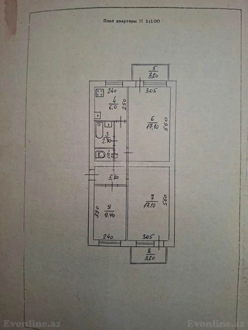 Satılır 3 otaqlı Mənzil Köhnə tikili 65 m² İnşaatçılar m. - şəkil 29