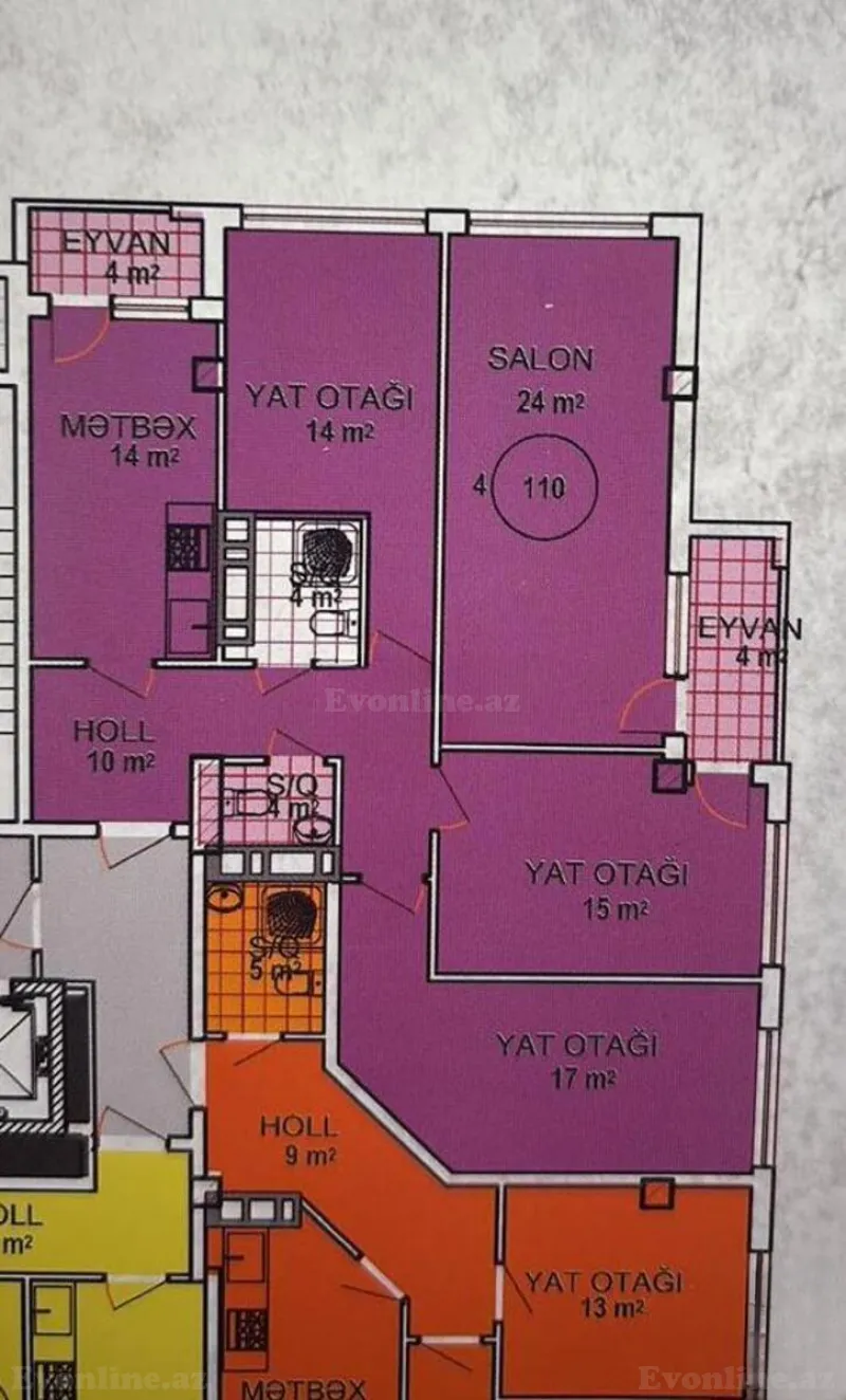 Satılır 4 otaqlı Mənzil Yeni tikili 110 m² Neftçilər m. - şəkil 3