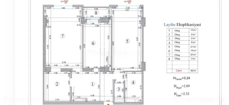Satılır 2 otaqlı Mənzil Yeni tikili 94 m² Nəsimi r. - şəkil 8