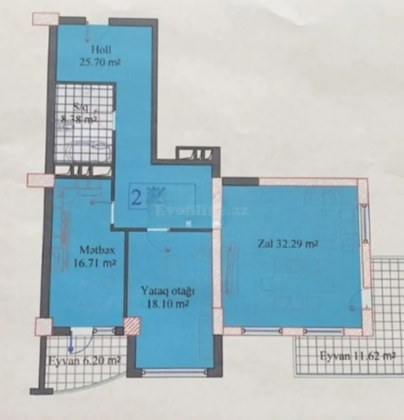 Satılır 2 otaqlı Mənzil Yeni tikili 120 m² Nizami r. - şəkil 2