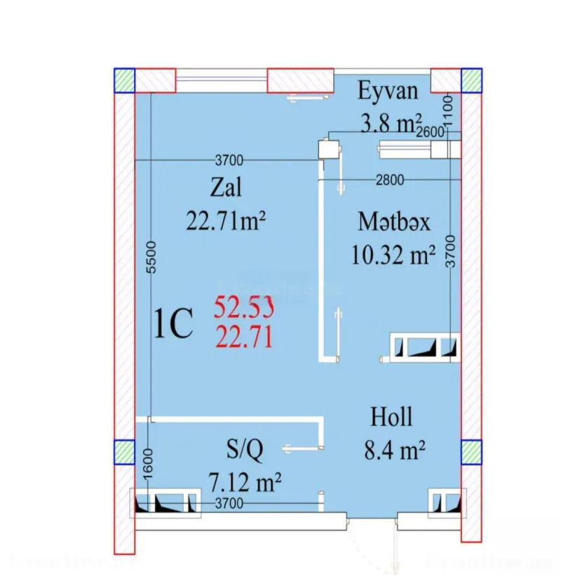 Satılır 1 otaqlı Mənzil Yeni tikili 524 m² Binəqədi - şəkil 3