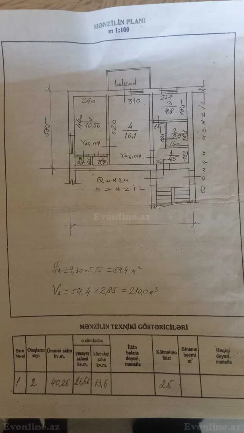 Satılır 2 otaqlı Mənzil Köhnə tikili 55 m² Nəriman Nərimanov m. - şəkil 3
