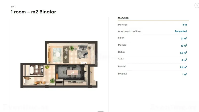 2 otaqlı yeni tikili mənzil satılır — 8 Noyabr m., Bakı - şəkil 4